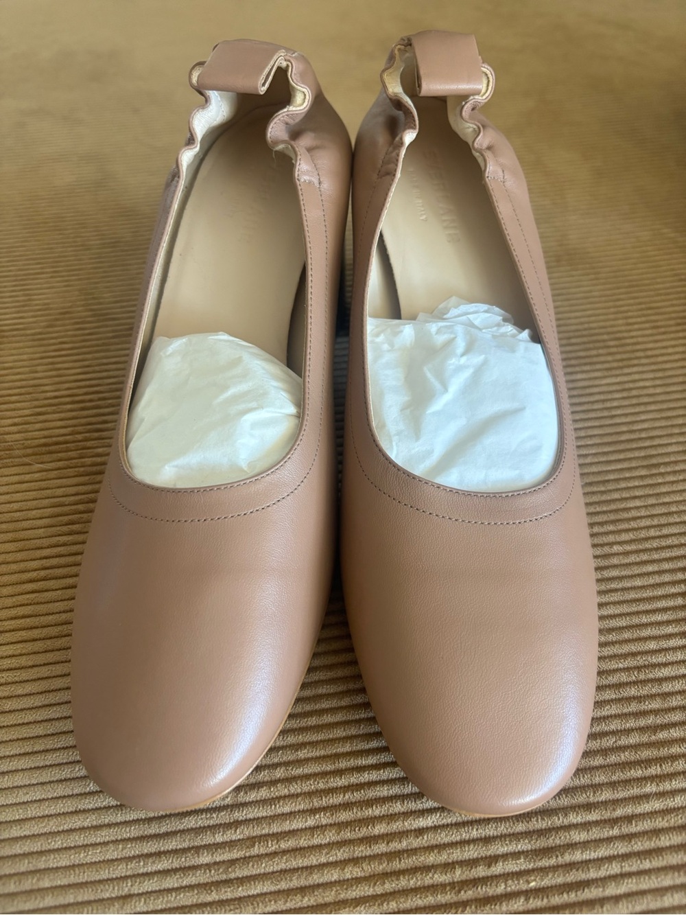 Everlane Blush Nude Leather Block Heel Pumps